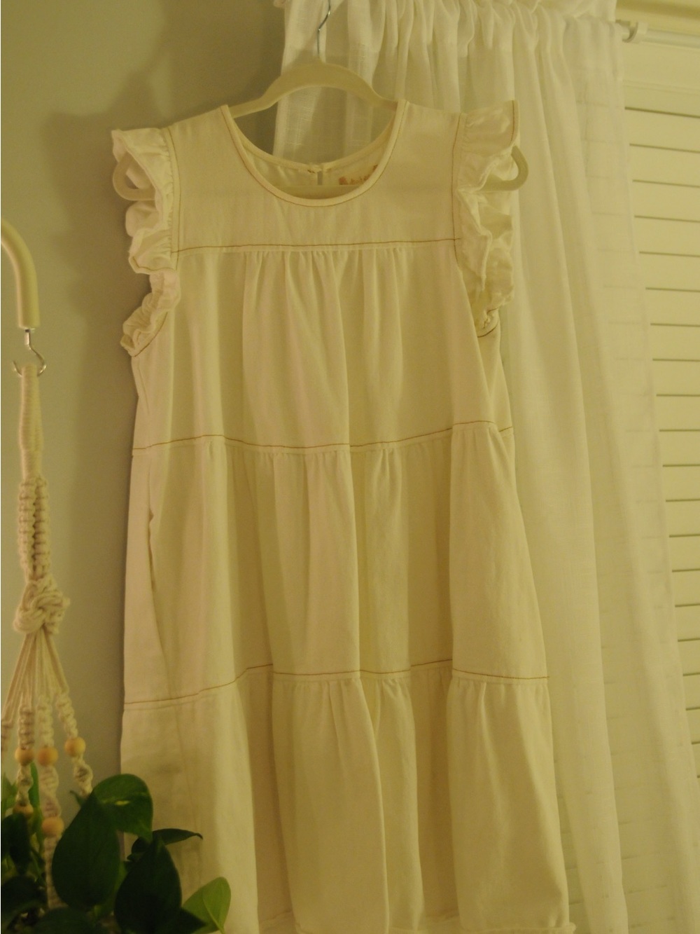 Off-White Ruffle Sleeve Denim Dress